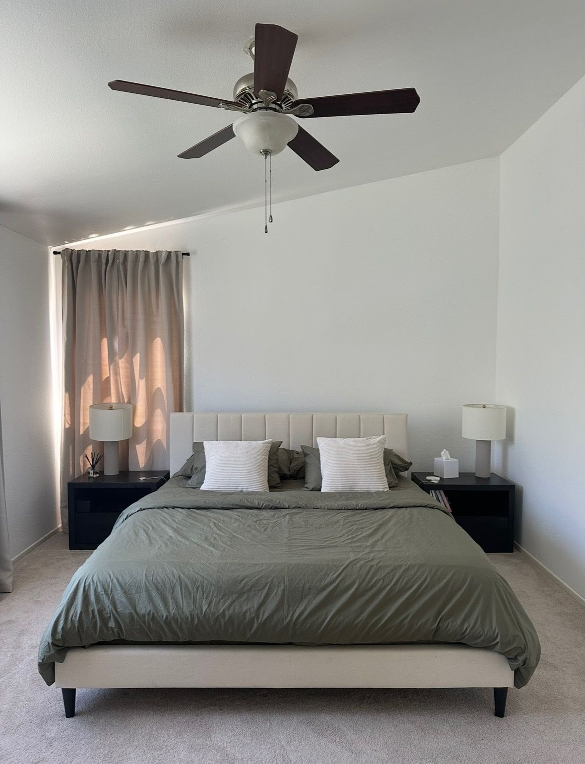 Upholstered Ivory California King Bedframe & Mattress