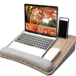 HUANUO Portable Lap Laptop Desk with Pillow Cushion, Fits up to 15.6 inch Laptop, with Anti-Slip Strip & Storage Function for Home Office Students Use