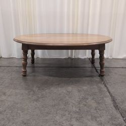 Round Wood Drop-Leaf Dining Table with Turned Legs