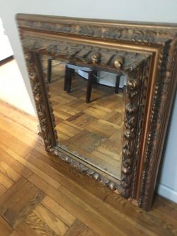 Antique mirror carved wood frame