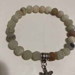 Sea Glass Frosted Bead Stretchy Bracelet