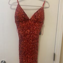 Red sparkle mini dress 