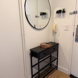 Mirror table and cb2 bowl