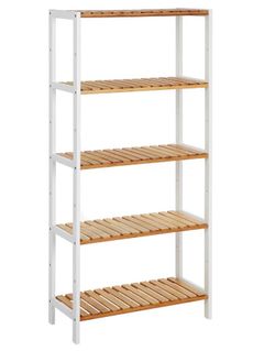 Bathroom Shelf with 5 Tiers, Bamboo Kitchen Stand, 9 Adjustable Height, Multifunctional Display Stand for Living Room, Hallway, 60 x 26 x 130 cm, Whit