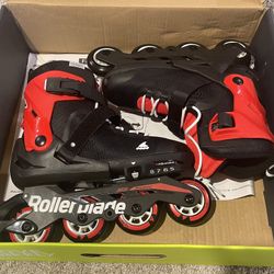 Rollerblade Microblade Boy's Adjustable (Size 5-8) Fitness Inline Skate, Black and Red, Junior, Youth Performance Inline Skates