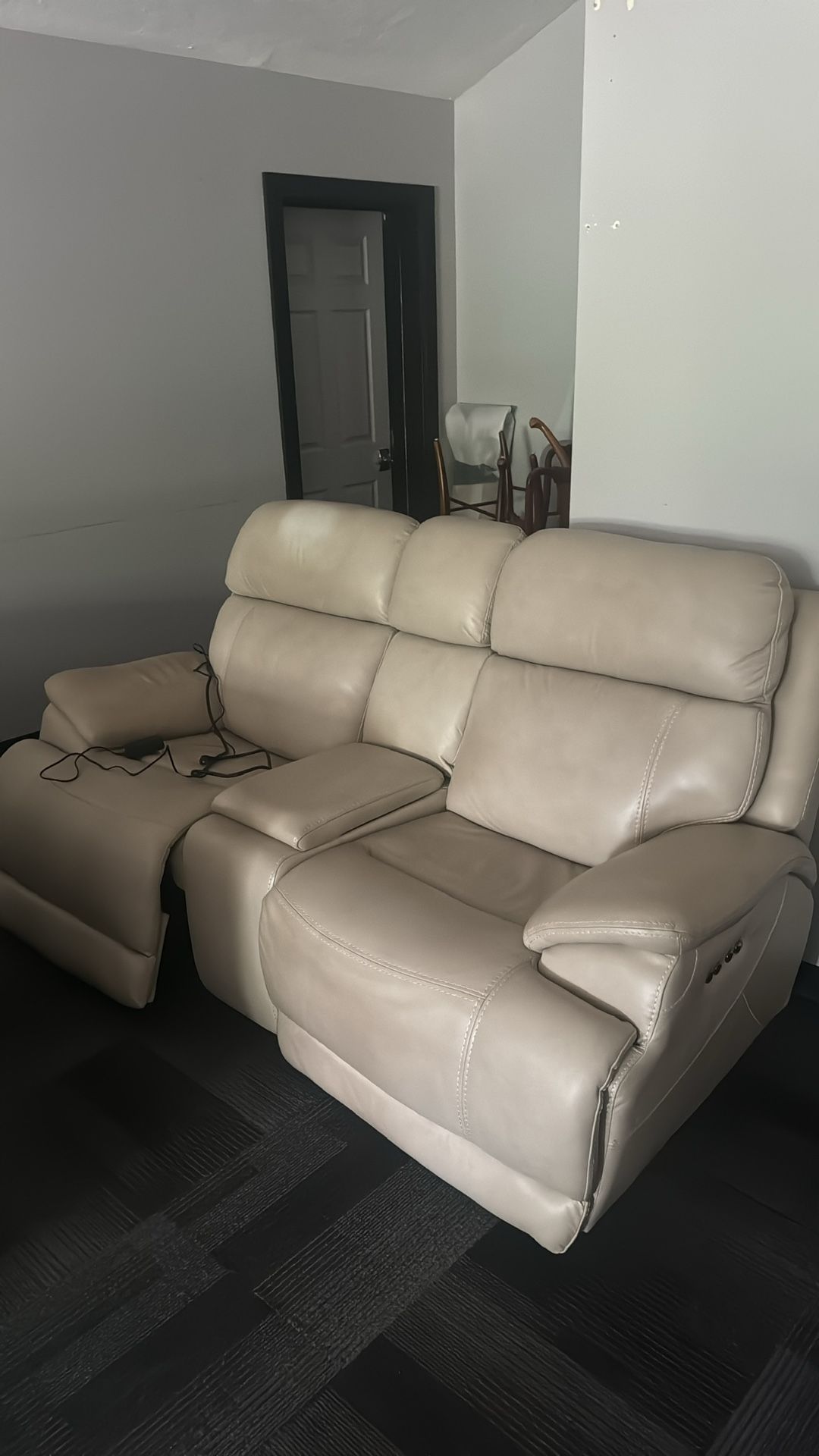 Leather Power Reclining Sofa with Power Headrests