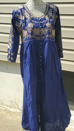 Navy Blue Open Slit Kurta Desi EID Clothes Pakistani Indian 
