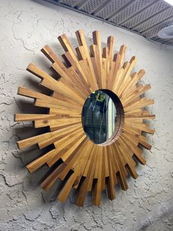 Real Wood Sunburst Mirror - Spin Fantasy - See My Other Items 😀
