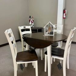 WOODANVILLE CREAM-BROWN DROP LEAF DINETTE SET
