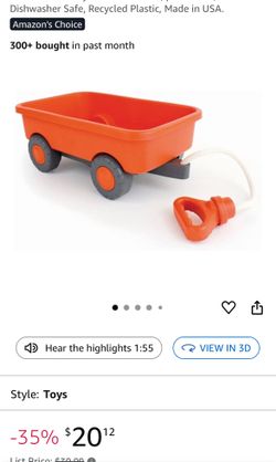 Green Toys Wagon, Orange - Pretend Play, Motor Skills, Kids Outdoor Toy Vehicle. No BPA, phthalates, PVC. Dishwasher Safe, Recycled Plastic, Made in U