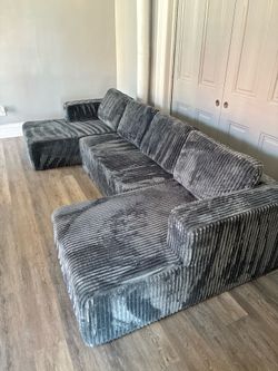 Grey corduroy couch