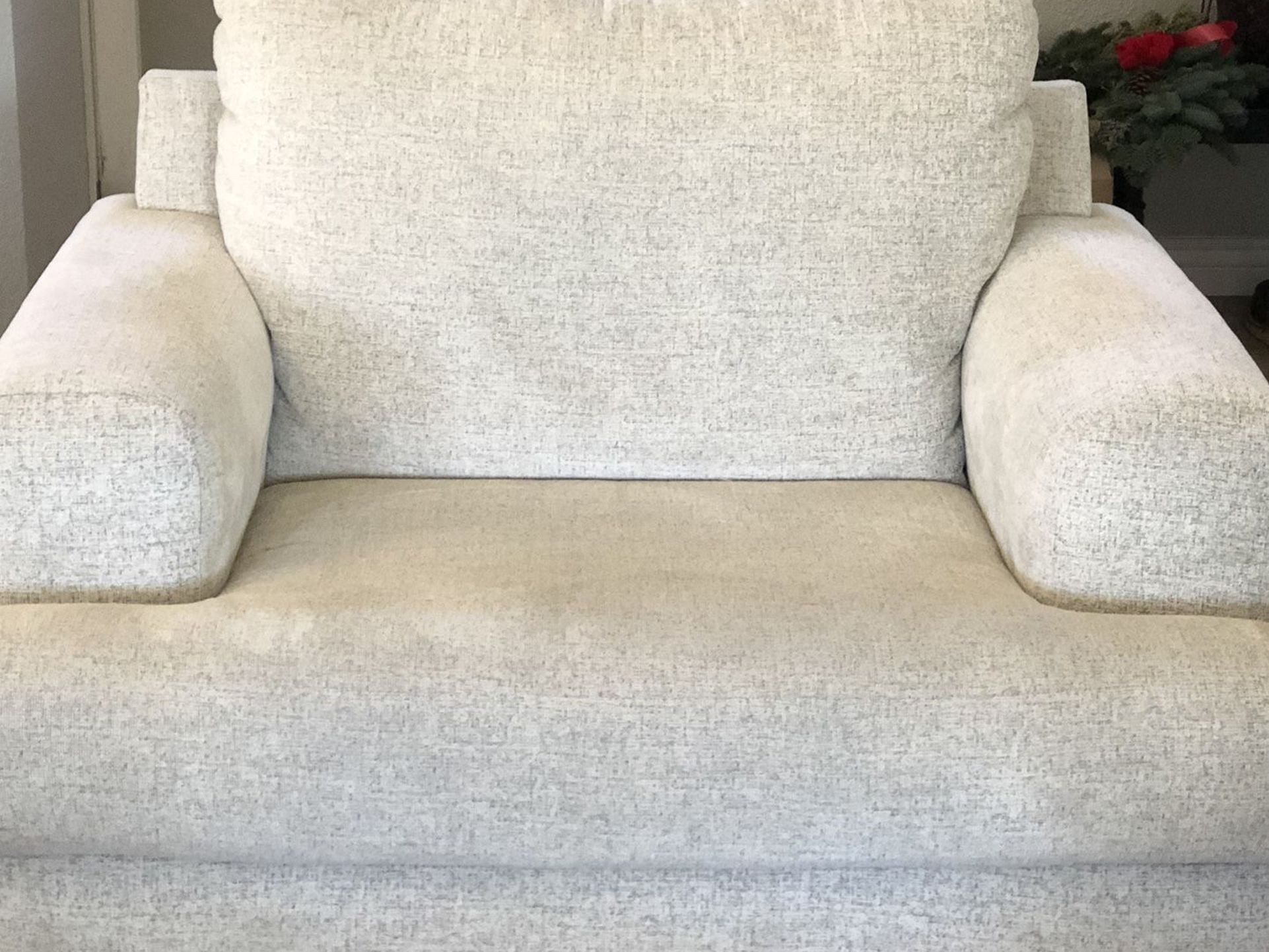 Ivory /Grey Oversized Chair And Ottoman