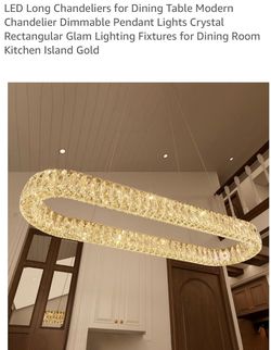 Modern Crystal LED Rectangular Chandelier Gold