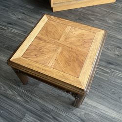 Vintage Side Table – Solid Wood with Inlay Top