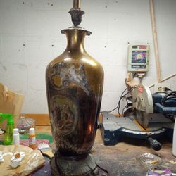 French Antique Hand-painted Lamp