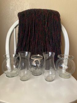 Set of 5 Clear Glass Vases