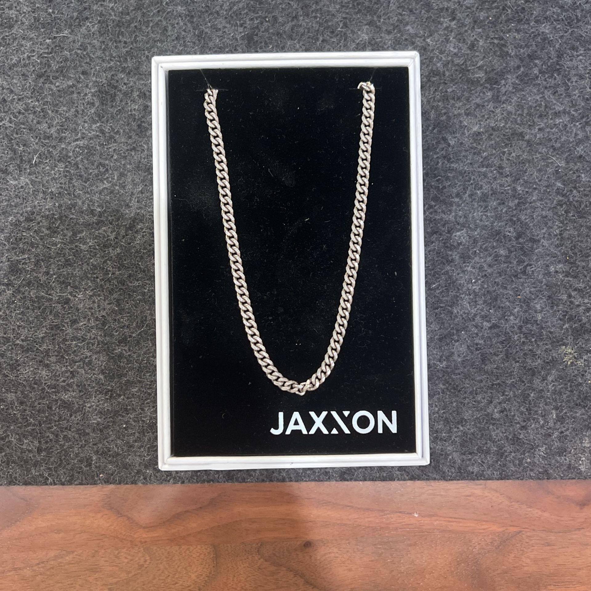 Authentic Jaxxon Silver Cuban Necklace 5mm 22inches - Great Condition