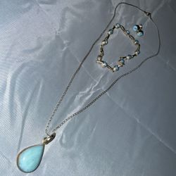 Turquoise Jewelry Set Necklace Bracelet Earrings