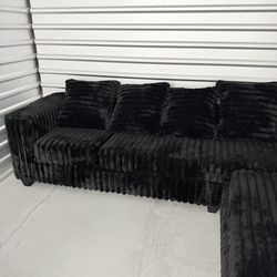 Black Corduroy Modular Cloud Sectional Couch – Deep Seat 2 Piece Sofa