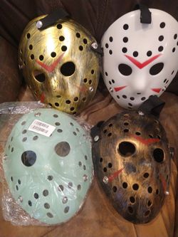 Friday The 13th Jason Masks PVC With Elastic Straps Brand New Hockey Mask For Halloween ( Glow / White / Gold / Bronze / Black )