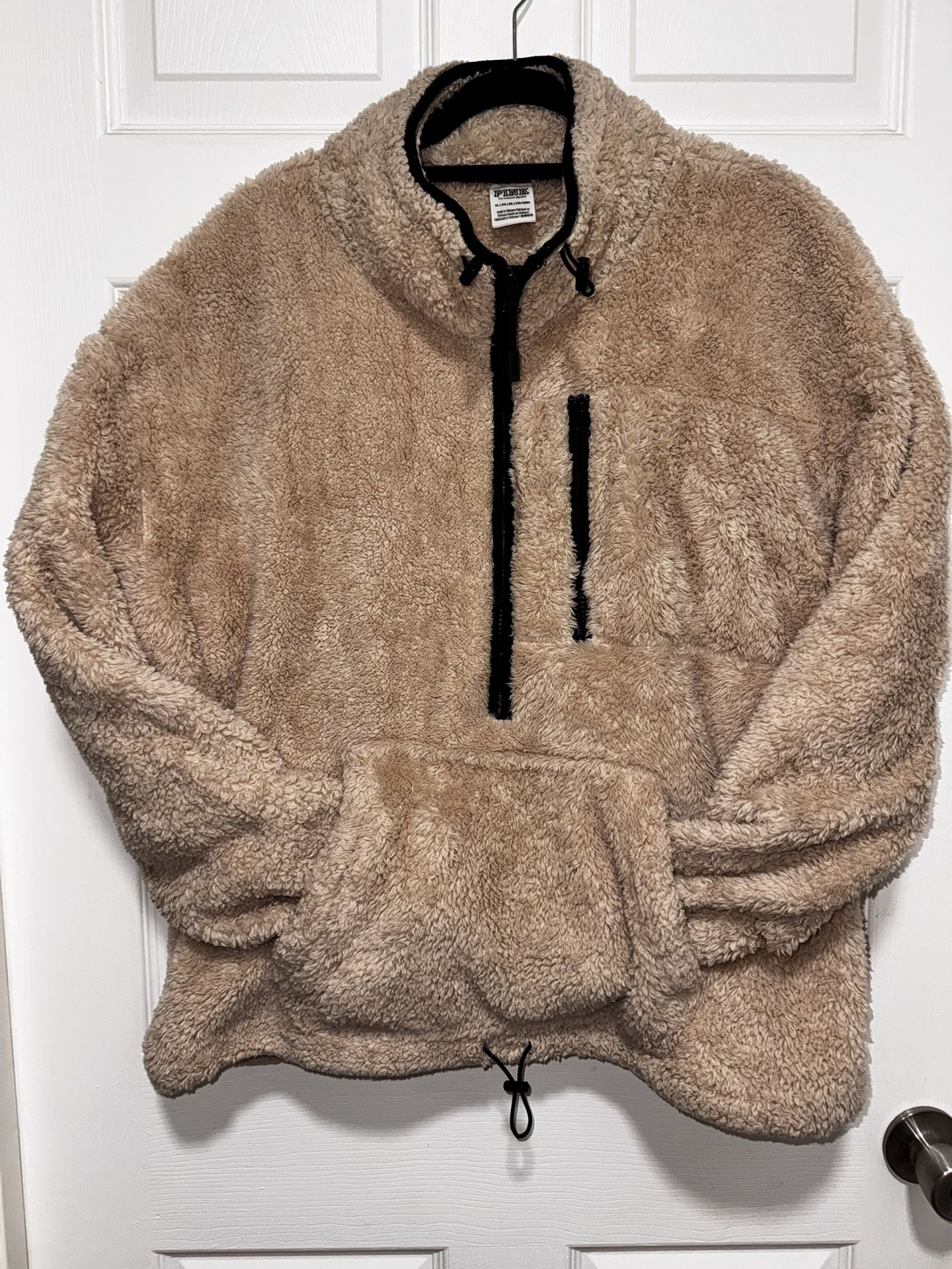 VS Pink oversized half-zip pullover teddy sweatshirt Jacket XL