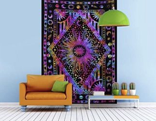 Celestial Sun Moon Bohemian Tapestry