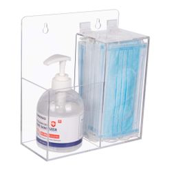 Aphbrada Acrylic Mask Dispenser & Hand Sanitizer Holder Stand Wall Mount Or Countertop