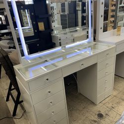 New Large White Vanity With LED Lights Touch