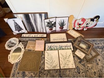 Huge Home Decor Bundle Wall Art Mirrors Frames Signs - 22 Items