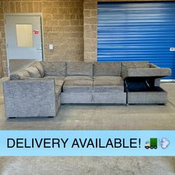 Gray Sleeper U Sectional Couch Sofa with Storage Chaise (DELIVERY AVAILABLE! 🚛💨)