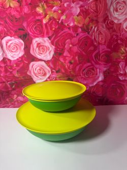 Two Tupperware Bowl With Lid Green Chic
