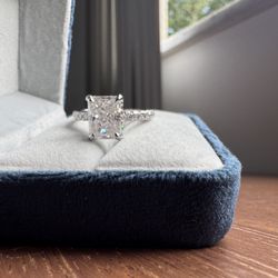 Radiant Cut Moissanite Ring – 18K White Gold Plated – GRA Certified – 6.5