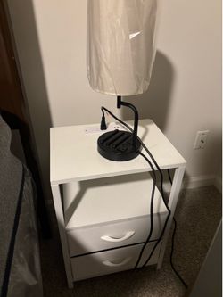 Bedside table and lamp