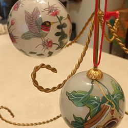 Collectible Vintage Inside-Painted Glass Christmas Ornaments.