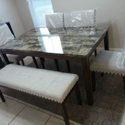 6pcs Faux marble Dining set