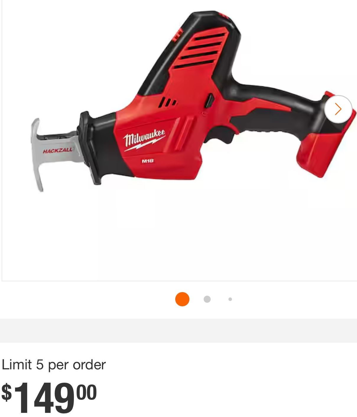Milwaukee M18 18V Lithium-Ion Cordless HACKZALL Reciprocating Saw (Tool-Only