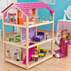 ⭐ KidKraft Wooden Dollhouse – 3 Levels, 10 Rooms, 46 Accessories | New