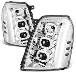 LA Zona Auto Parts 2007 to 2014 Cadillac Escalade ESV EXT Headlights LED DRL Luces Faros Foco Calaveras Chrome Cromado