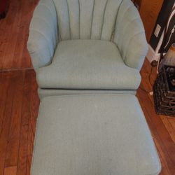 Retro Shell Decor Chair With Ottoman