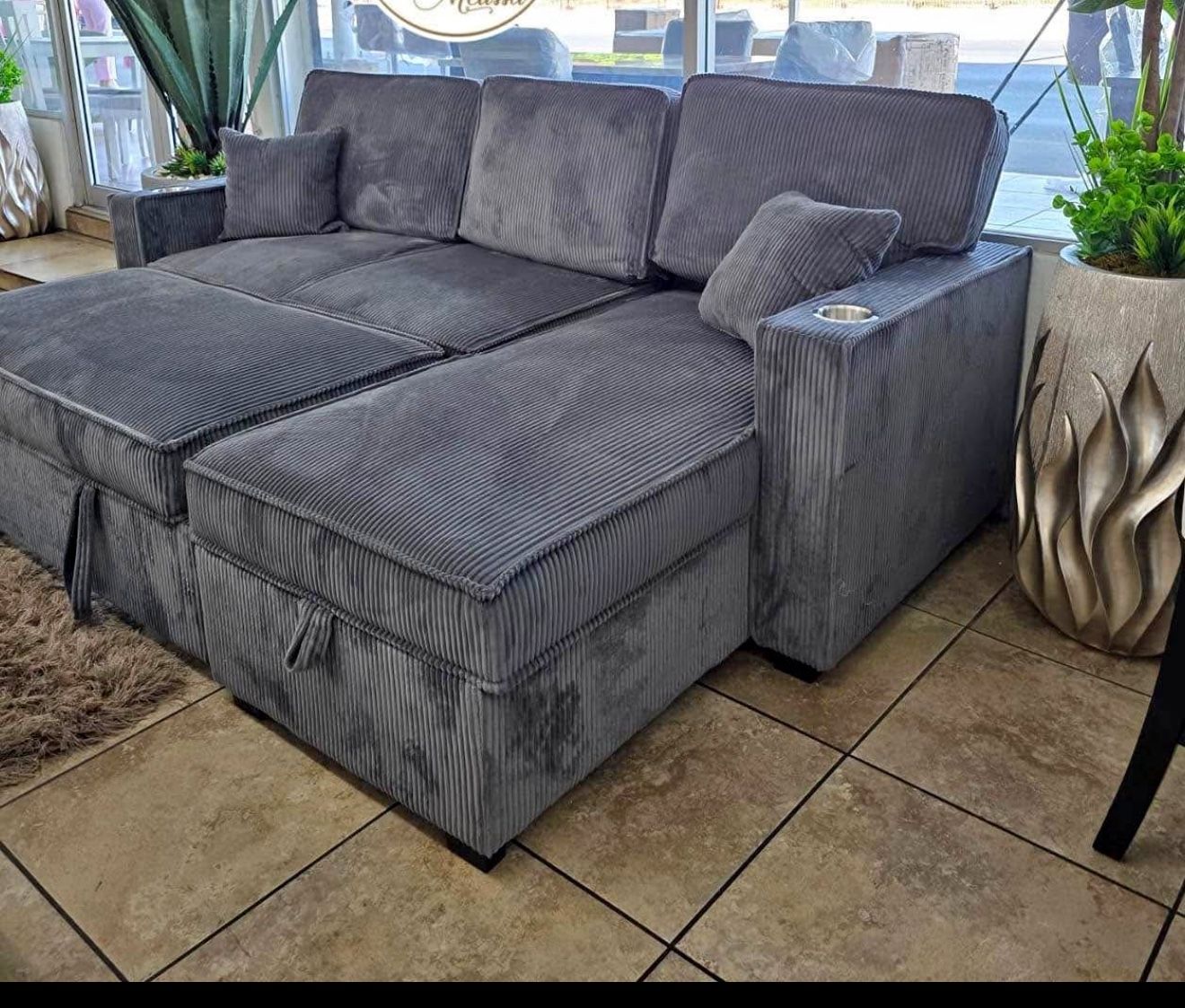 Corduroy Couch Pull Up Bed New In Box / With USB