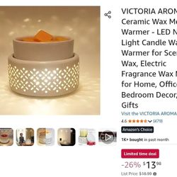 VICTORIA AROMA Ceramic Wax Melt Warmer LED Night Light Electric