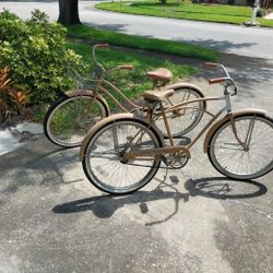 Vintage His & Hers Beach Cruisers