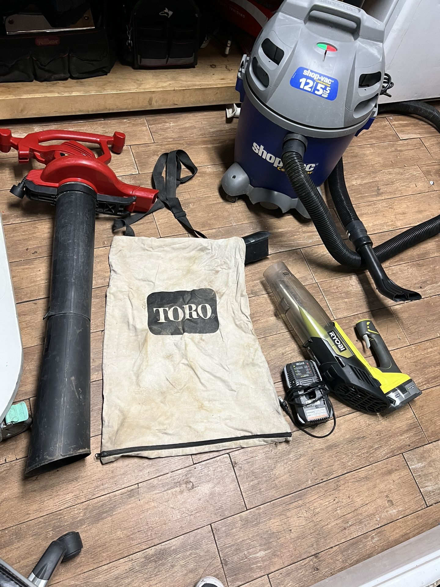 110$. For all in the pic. Vaccum Shop vac Blower and Toro Vaccum