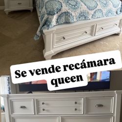 Hermosa Recámara Queen Blanca – Set Completo con Almacenamiento