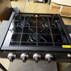 Lasalle Bristol 3 Burner LP Gas RV Cooktop Black Glass Cooktop Cover 8000 Btu Elcetronic Ignition #520CT22BL