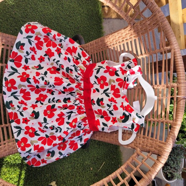 Infant Toddler 24 Months Baby Girl Red Floral Dress 