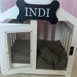 White Gabled Modern Dog Crate,