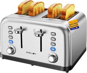 4-Slice Toaster – Dual Independent Controls, Extra-Wide Slots, 7 Shade Settings, Stainless Steel, 1500W