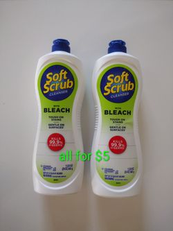 Soft Scrub Cleanser with Bleach, Multi-Surface Cleaner for Bathroom, Germ-Kill, 24oz