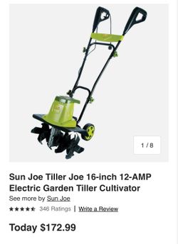 16” Sun Joe 12 Amp Corded Electric Rototiller Used Twice.